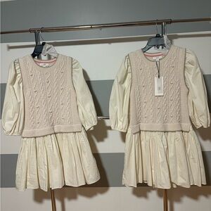 Charming Cream Knit Kids Dress